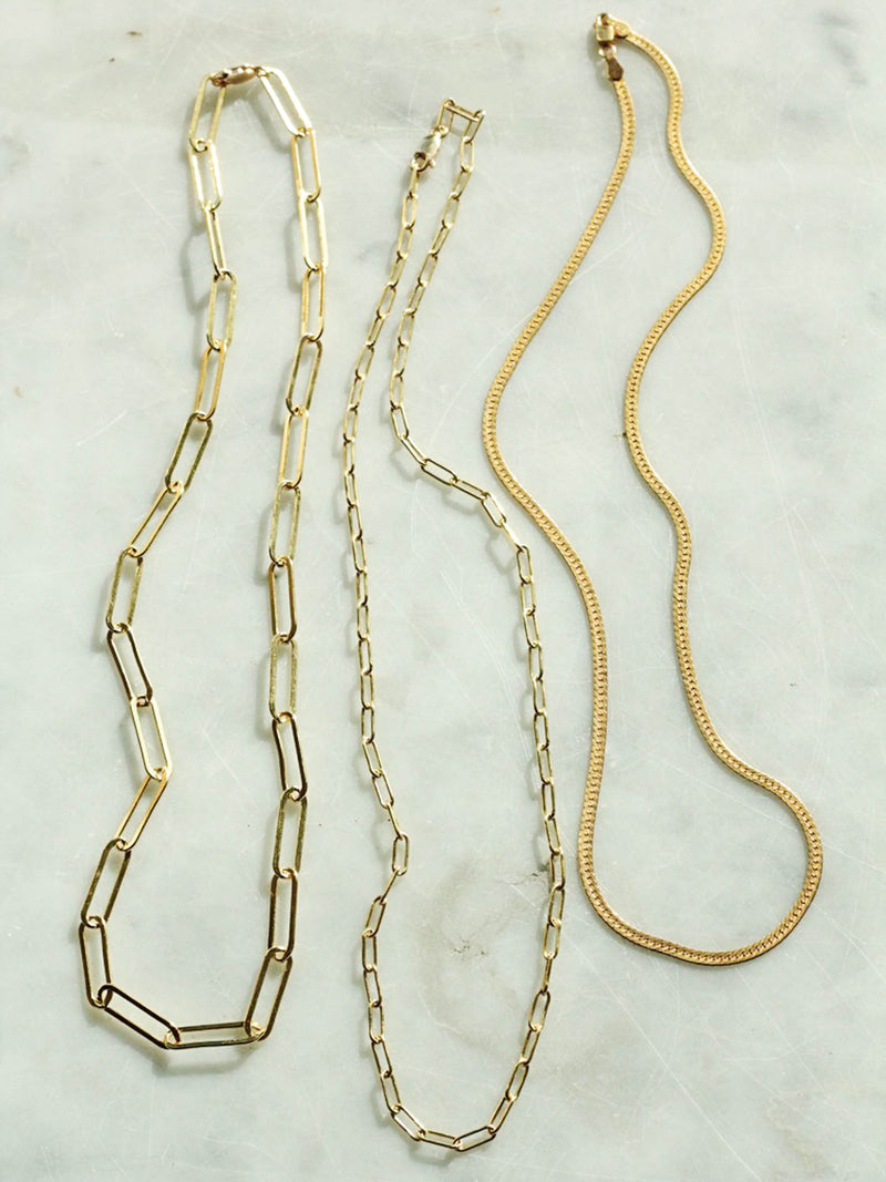18" Gold fill paperclip chain necklace