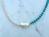 Dainty 4mm Turquoise Pearl Necklace