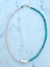 Dainty 4mm Turquoise Pearl Necklace