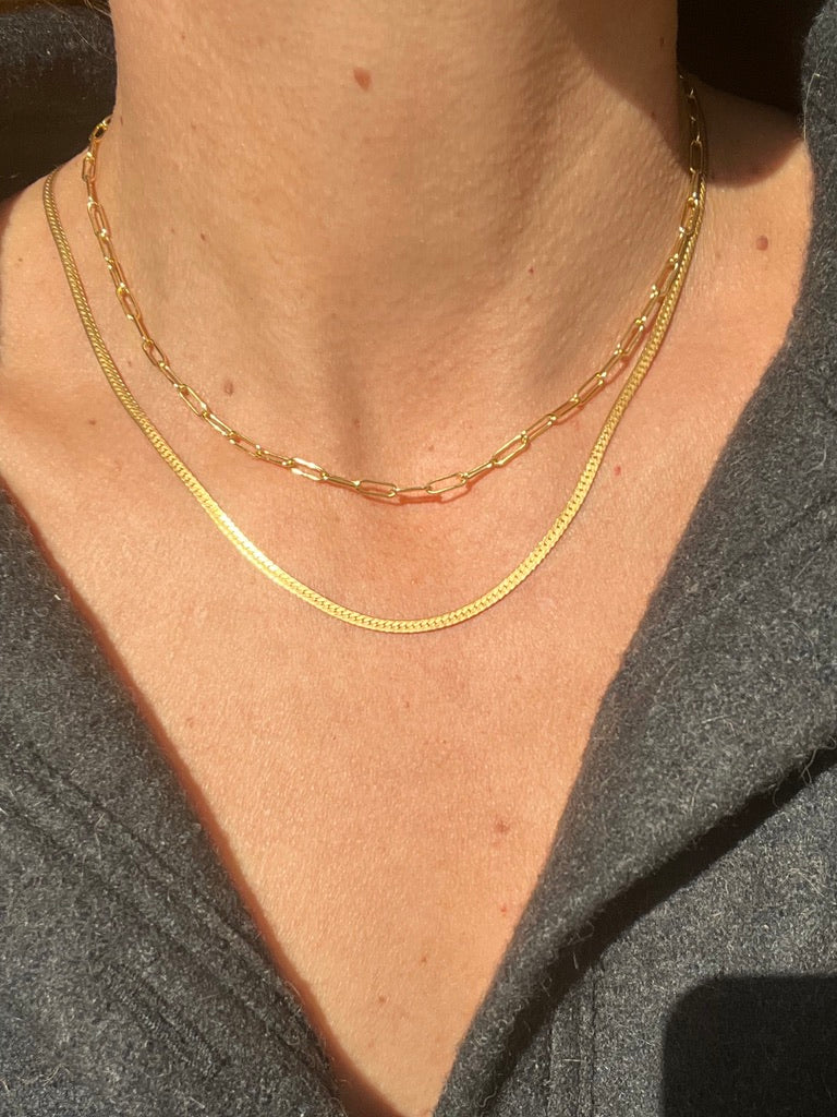 Herringbone gold chain necklace