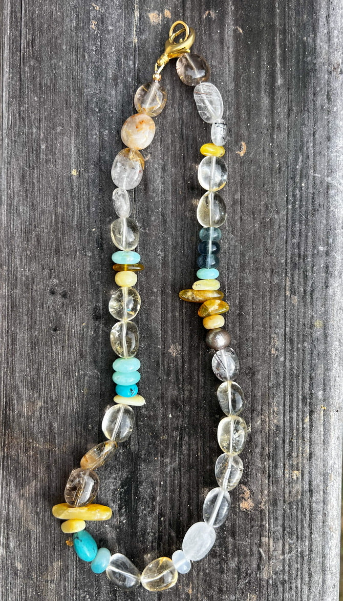 Mixed gemstone necklace/citrine mix