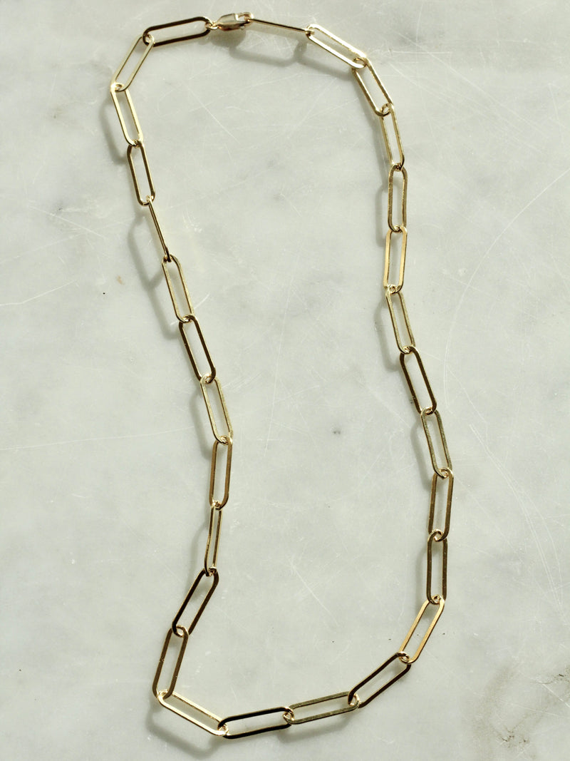 18" Gold fill paperclip chain necklace
