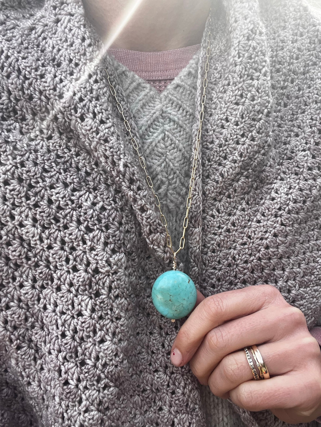 Turquoise pebble necklace #1