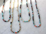 Heishi necklaces with shell, coral and turquoise