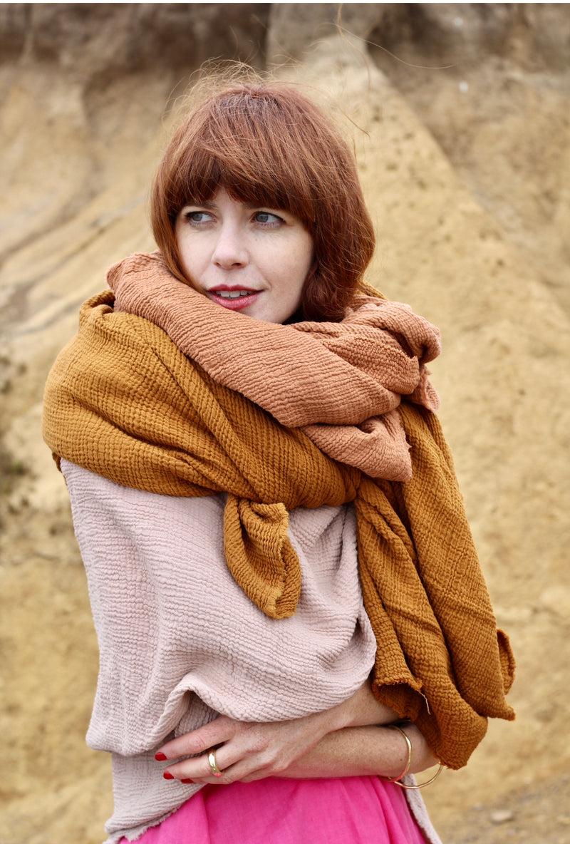 Squishy scarves, dusty rose
